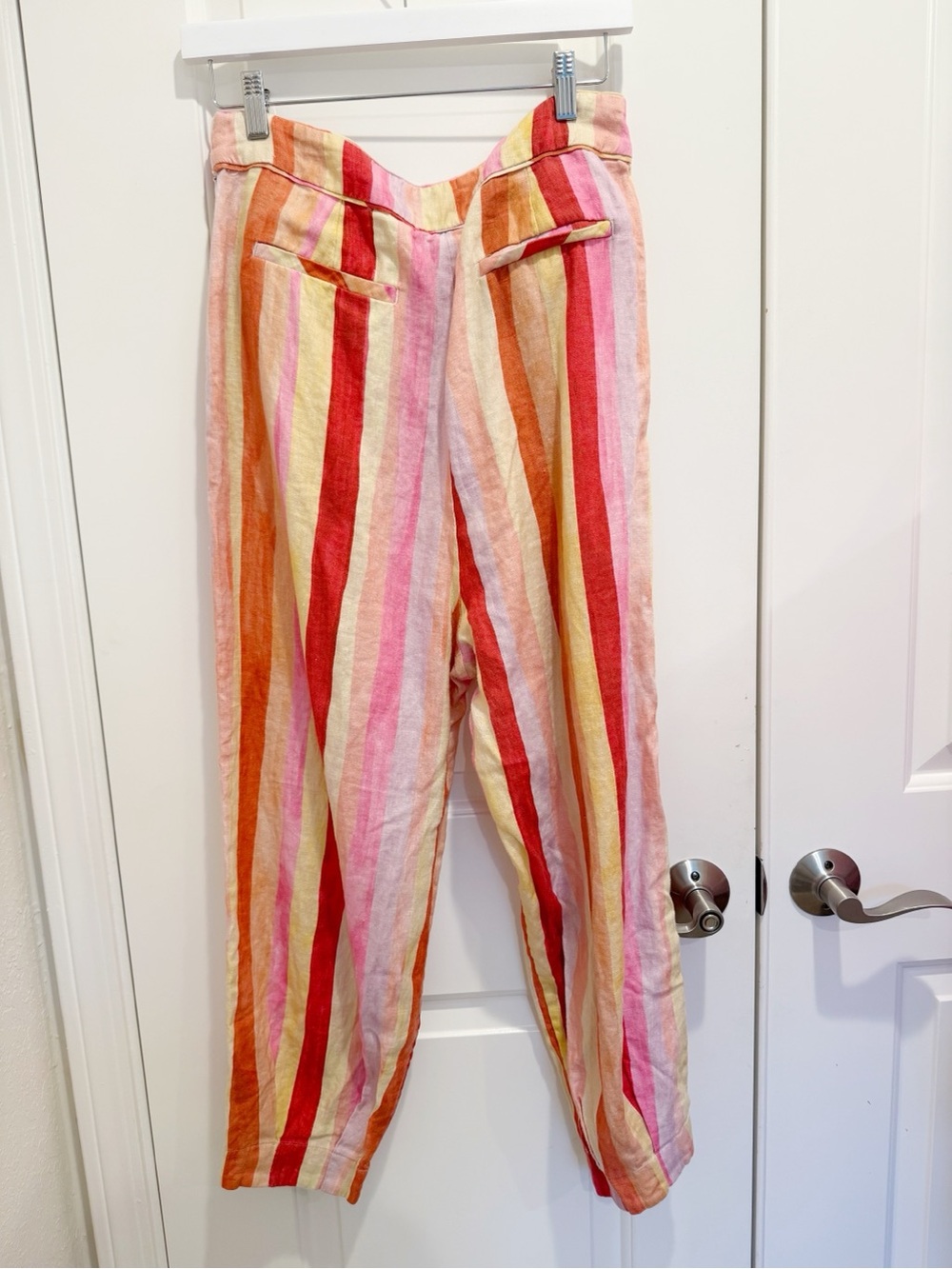 FARM RIO Sunny Striped Linen Pants size Large 100% Linen Tropical Vacation Beach - Picture 5 of 10
